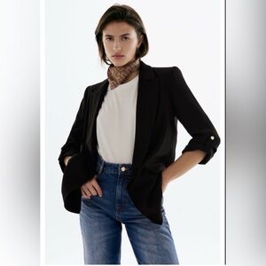 Zara Black Blazer with Rolled Sleeves
